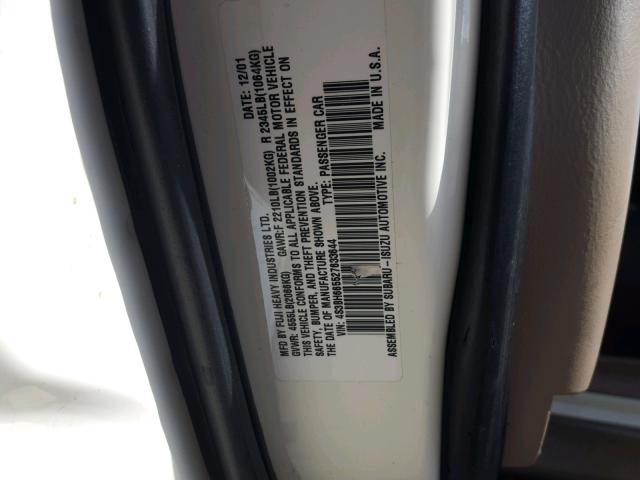 4S3BH665527633644 - 2002 SUBARU LEGACY OUT WHITE photo 10