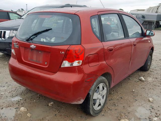 KL1TD66697B762958 - 2007 CHEVROLET AVEO BASE Қызыл фото 4