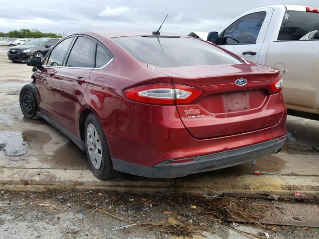 3FA6P0G77DR323269 - 2013 FORD FUSION S RED photo 3