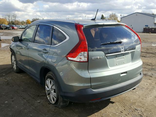 JHLRM4H77CC012785 - 2012 HONDA CR-V EXL GREEN photo 3