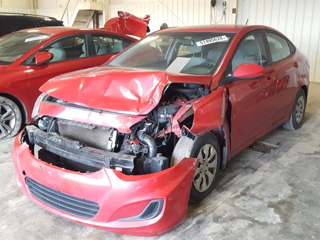 KMHCT4AE9GU157501 - 2016 HYUNDAI ACCENT SE RED photo 2