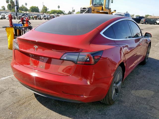 5YJ3E1EA5JF045637 - 2018 TESLA MODEL 3 RED photo 4