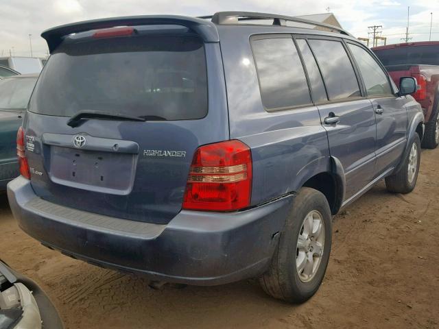 JTEHF21A920047207 - 2002 TOYOTA HIGHLANDER BLUE photo 4