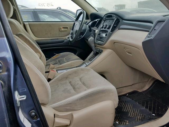 JTEHF21A920047207 - 2002 TOYOTA HIGHLANDER BLUE photo 5