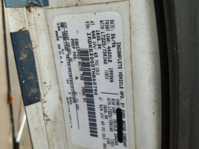 1FDKE30G5THB60790 - 1996 JAMB MOTOR HOME WHITE photo 10