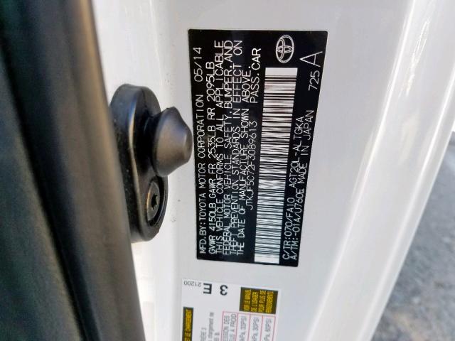 JTKJF5C72F3089613 - 2015 TOYOTA SCION TC თეთრი ფოტო 10