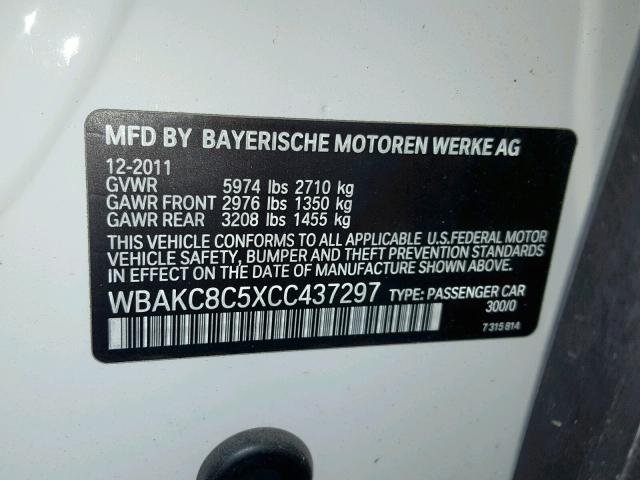 WBAKC8C5XCC437297 - 2012 BMW 750 I WHITE photo 10