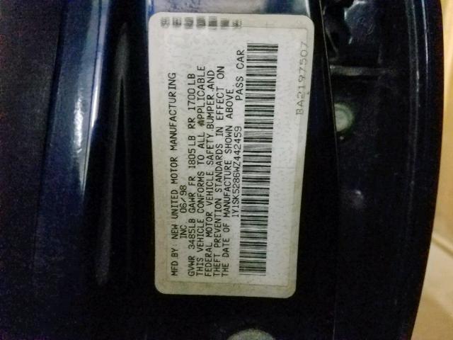 1Y1SK5286WZ442459 - 1998 CHEVROLET GEO PRIZM 蓝色 照片 10