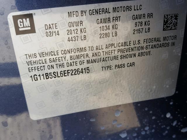 1G11B5SL6EF226415 - 2014 CHEVROLET MALIBU LS 蓝色 照片 10