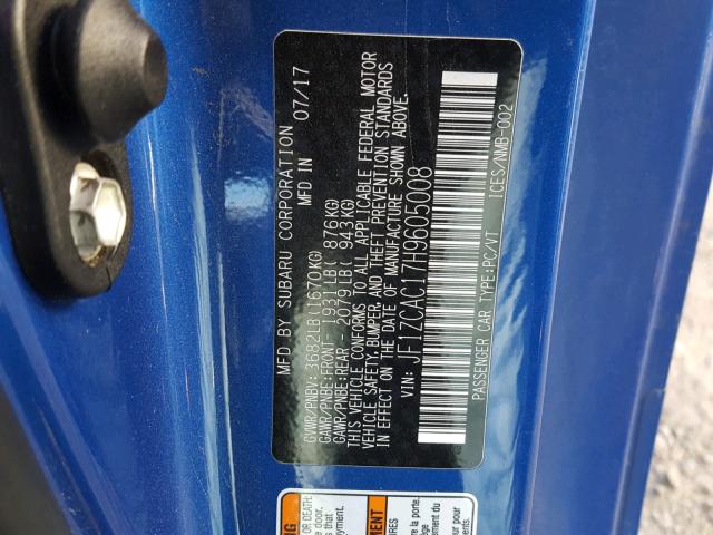 JF1ZCAC17H9605008 - 2017 SUBARU BRZ 2.0 LI BLUE photo 10