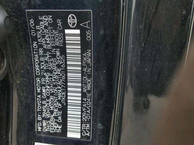 JTKDE177760116325 - 2006 TOYOTA SCION TC 黑色 照片 10