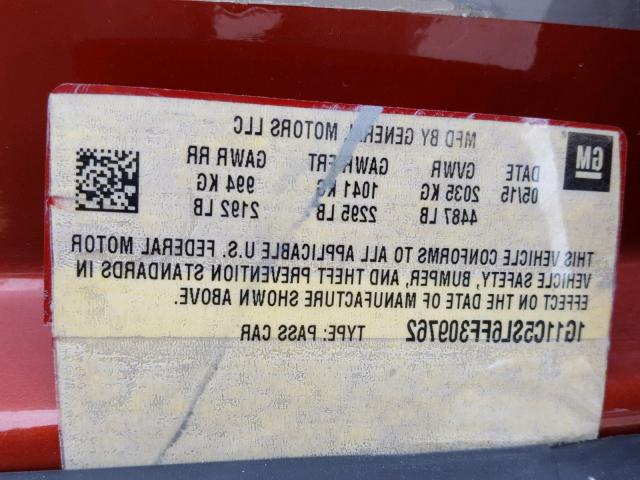 1G11C5SL6FF309762 - 2015 CHEVROLET MALIBU 1LT ORANGE photo 10