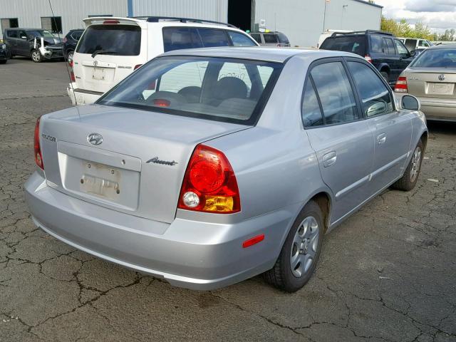 KMHCG45C34U524031 - 2004 HYUNDAI ACCENT GL SILVER photo 4