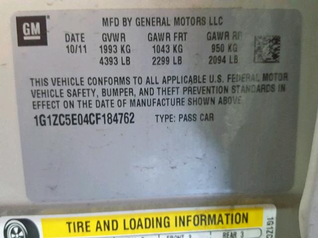 1G1ZC5E04CF184762 - 2012 CHEVROLET MALIBU 1LT TAN photo 10