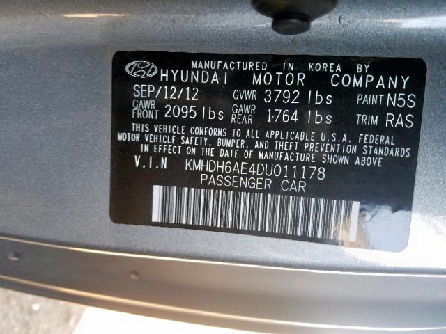 KMHDH6AE4DU011178 - 2013 HYUNDAI ELANTRA CO BLUE photo 10