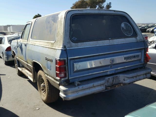 1B4GW12W2ES334060 - 1984 DODGE RAMCHARGER BLUE photo 3