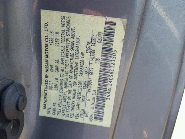 1N4BL24E58C123505 - 2008 NISSAN ALTIMA 3.5 BLACK photo 10