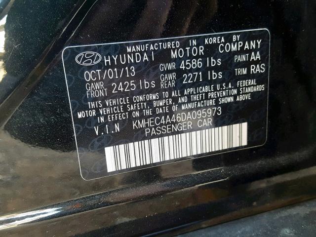 KMHEC4A46DA095973 - 2013 HYUNDAI SONATA HYB BLACK photo 10