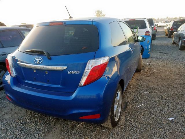 JTDJTUD37CD524637 - 2012 TOYOTA YARIS BLUE photo 4