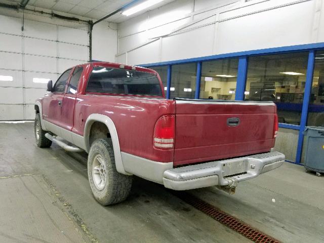 1B7GG22X0XS197606 - 1999 DODGE DAKOTA RED photo 3