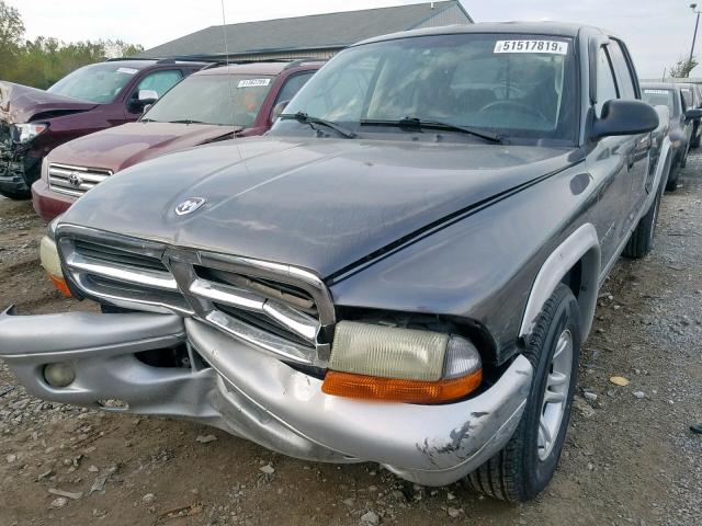 1B7HL48XX2S521561 - 2002 DODGE DAKOTA QUA GRAY photo 2