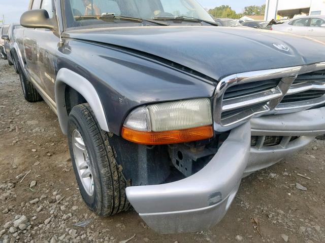 1B7HL48XX2S521561 - 2002 DODGE DAKOTA QUA GRAY photo 9