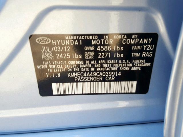 KMHEC4A49CA039914 - 2012 HYUNDAI SONATA HYB BLUE photo 10