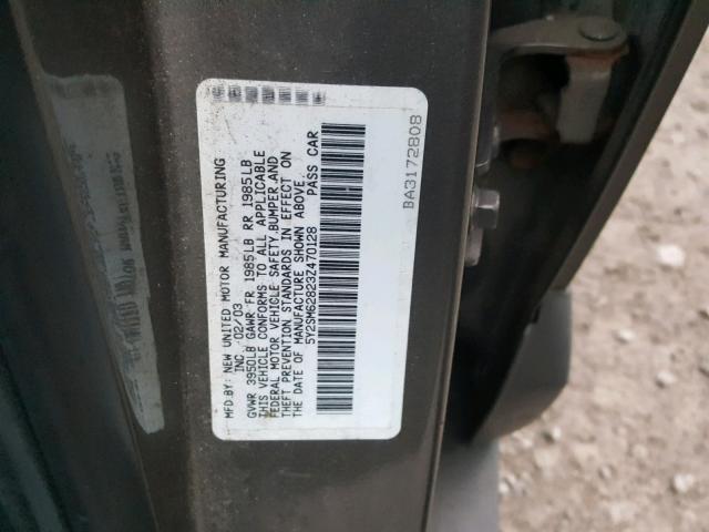 5Y2SM62823Z470128 - 2003 PONTIAC VIBE SILVER photo 10