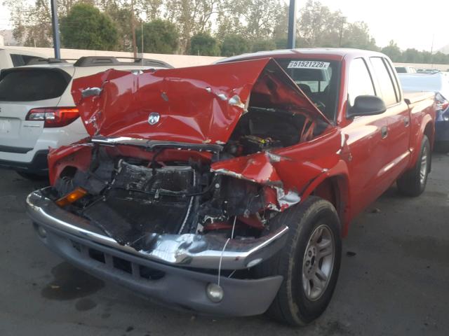 1D7HL48K44S690987 - 2004 DODGE DAKOTA QUA RED photo 2