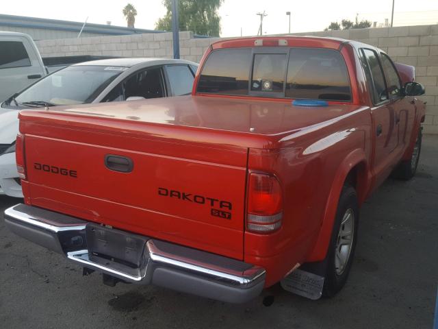 1D7HL48K44S690987 - 2004 DODGE DAKOTA QUA RED photo 4