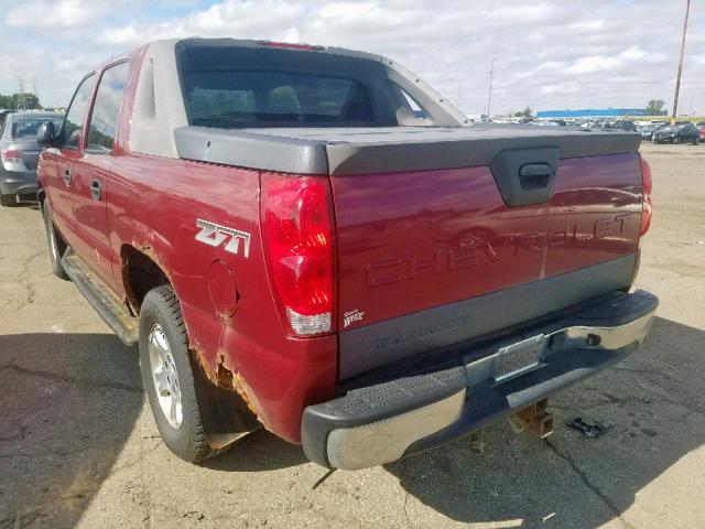 3GNEK12T14G143075 - 2004 CHEVROLET AVALANCHE BURGUNDY photo 3