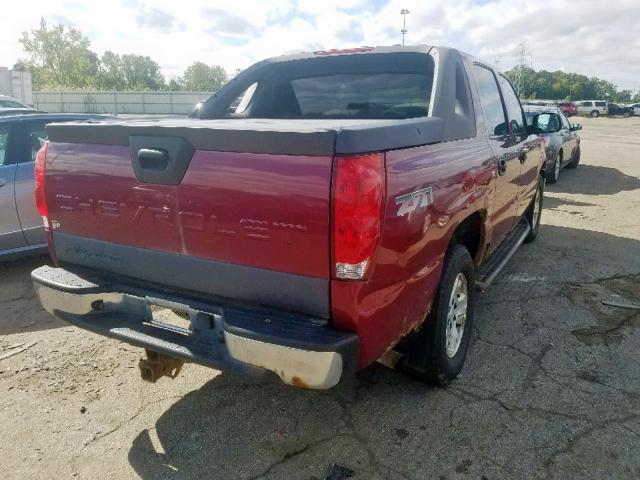 3GNEK12T14G143075 - 2004 CHEVROLET AVALANCHE BURGUNDY photo 4