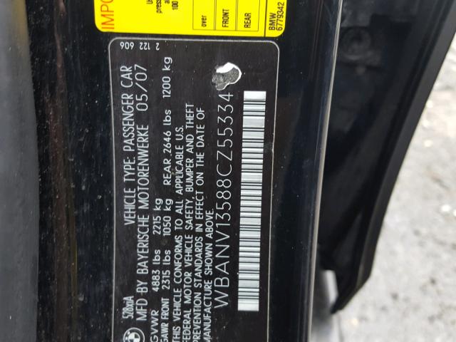 WBANV13588CZ55334 - 2008 BMW 528 XI BLACK photo 10