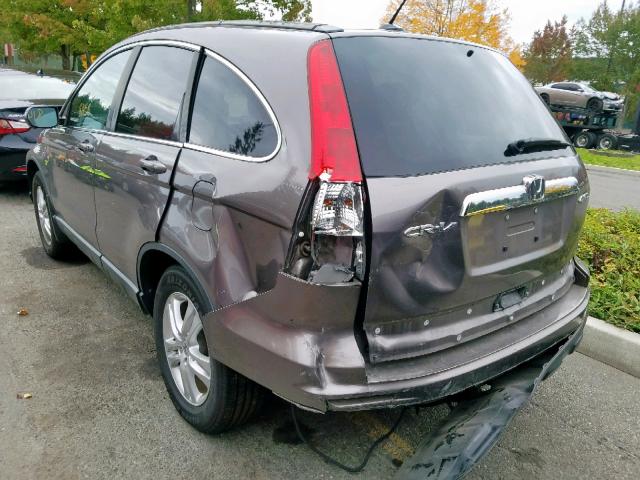 5J6RE4H70AL072814 - 2010 HONDA CR-V EXL GRAY photo 3