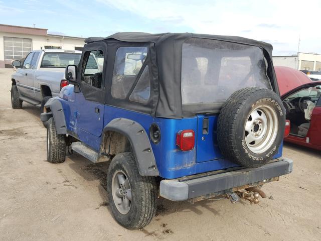 1J4FA49S53P304790 - 2003 JEEP WRANGLER / BLUE photo 3