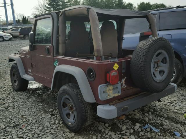 1J4FA49S53P361667 - 2003 JEEP WRANGLER / MAROON photo 3