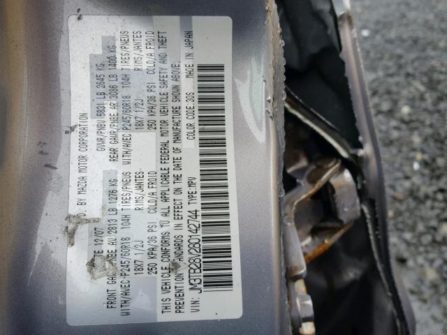 JM3TB28V280142744 - 2008 MAZDA CX-9 GRAY photo 10