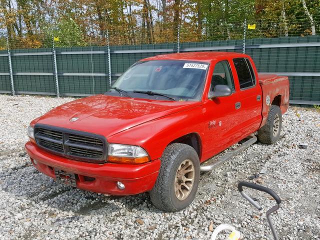 1B7HL2AN01S311000 - 2001 DODGE DAKOTA QUA RED photo 2