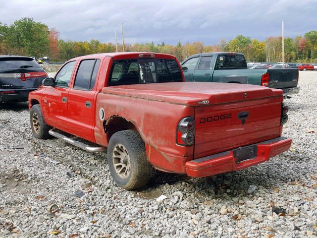 1B7HL2AN01S311000 - 2001 DODGE DAKOTA QUA RED photo 3