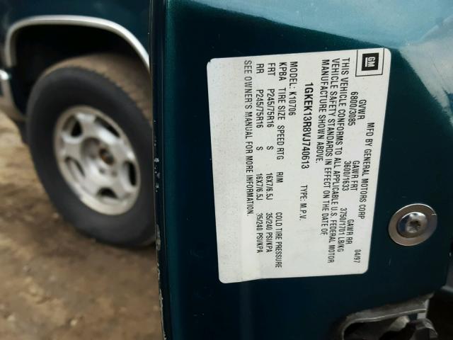 1GKEK13R8VJ740613 - 1997 GMC YUKON GREEN photo 10