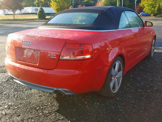 WAUEF48H97K031426 - 2007 AUDI A4 S-LINE RED photo 4