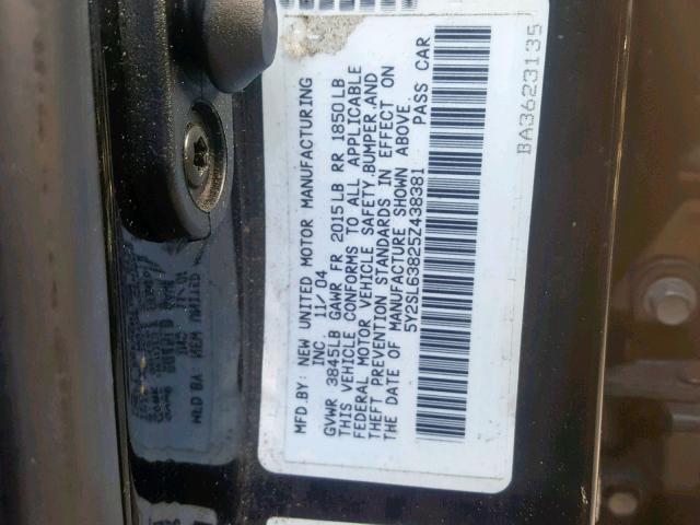 5Y2SL63825Z438381 - 2005 PONTIAC VIBE BLACK photo 10