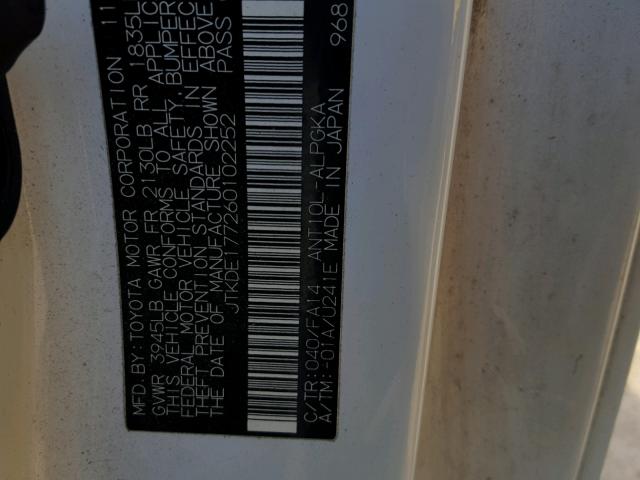 JTKDE177260102252 - 2006 TOYOTA SCION TC 白色 照片 10