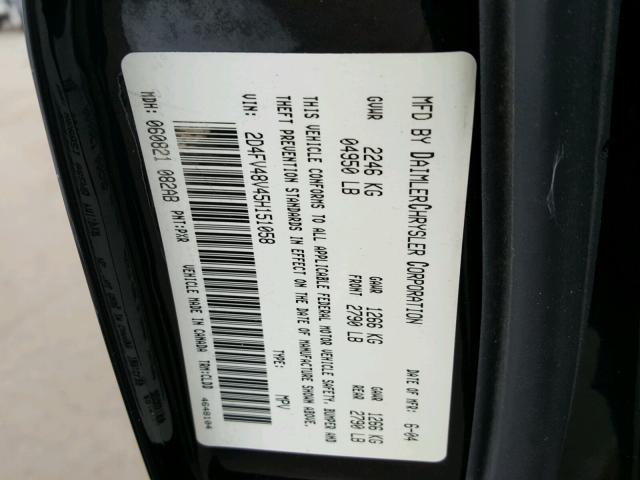 2D4FV48V45H151058 - 2005 DODGE MAGNUM SXT BLACK photo 10