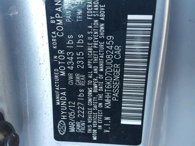 KMHHT6KD7DU082459 - 2013 HYUNDAI GENESIS CO SILVER photo 10