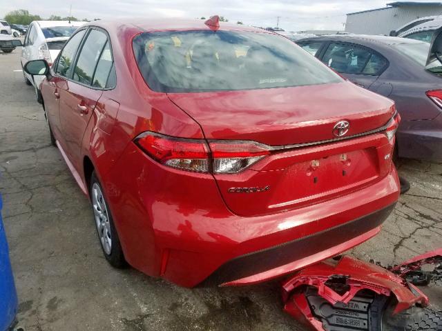 JTDEPRAE6LJ042638 - 2020 TOYOTA COROLLA LE RED photo 3