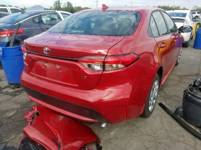 JTDEPRAE6LJ042638 - 2020 TOYOTA COROLLA LE RED photo 4