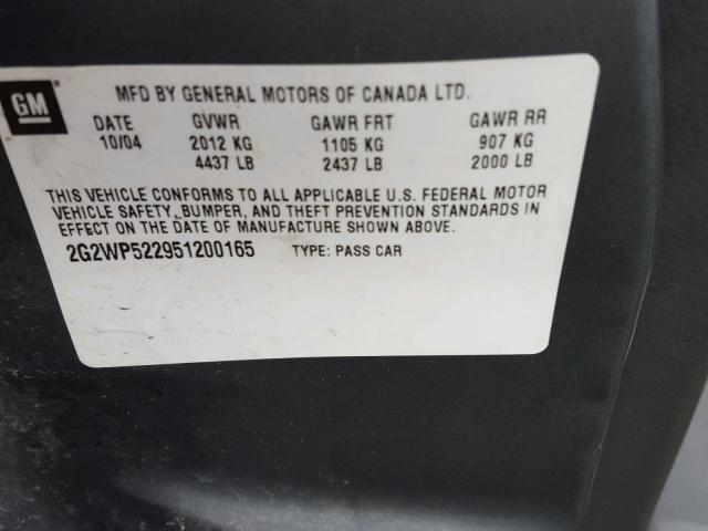 2G2WP522951200165 - 2005 PONTIAC GRAND PRIX Графитовый фото 10