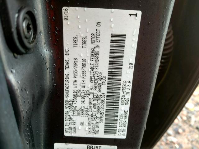 5TFRW5F12GX201824 - 2016 TOYOTA TUNDRA DOU GRAY photo 10