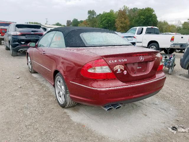 WDBTK72G98T098089 - 2008 MERCEDES-BENZ CLK 550 RED photo 3